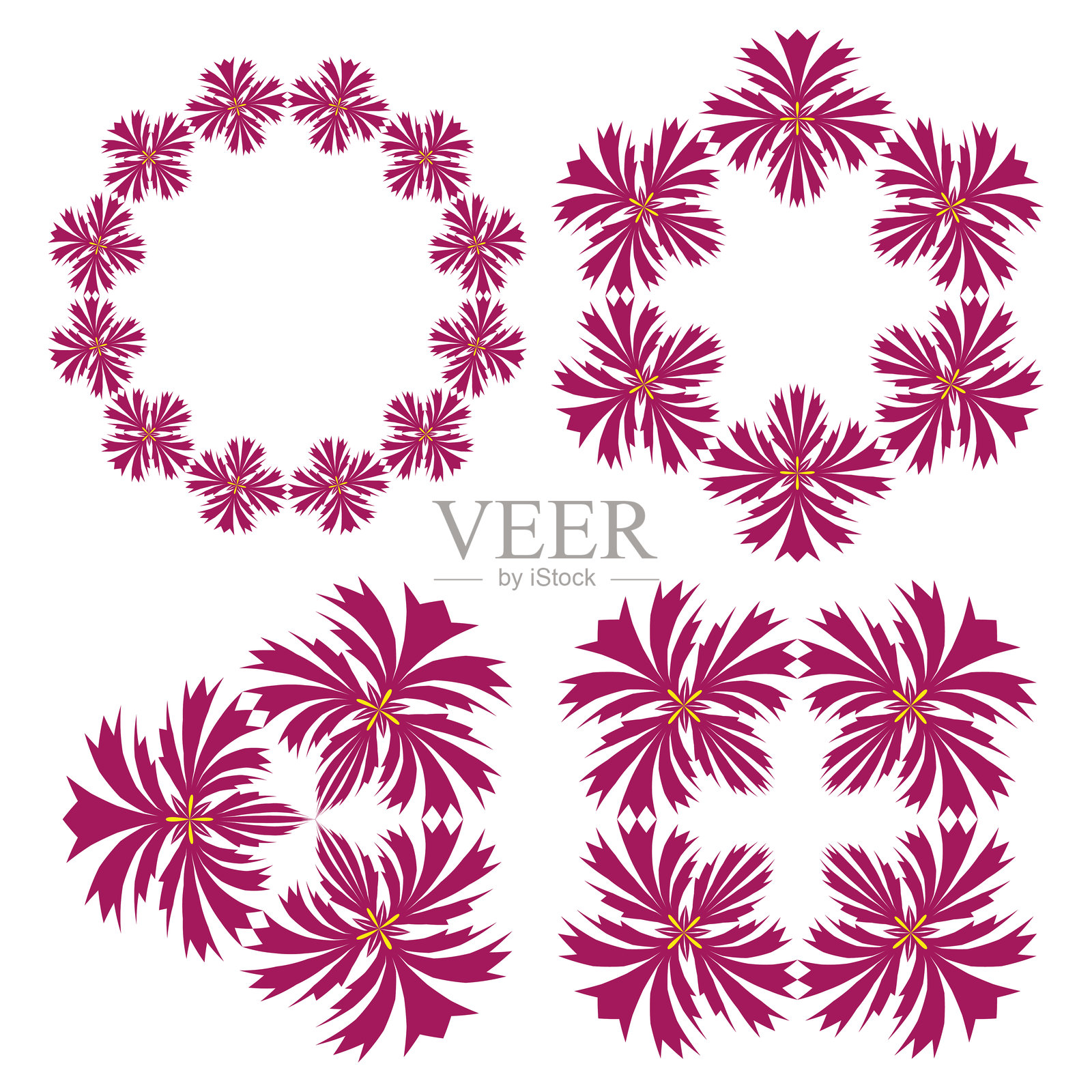 花环图标。粉色花朵圆圈。矢量花卉图案。装饰性花瓣环。插画图片素材