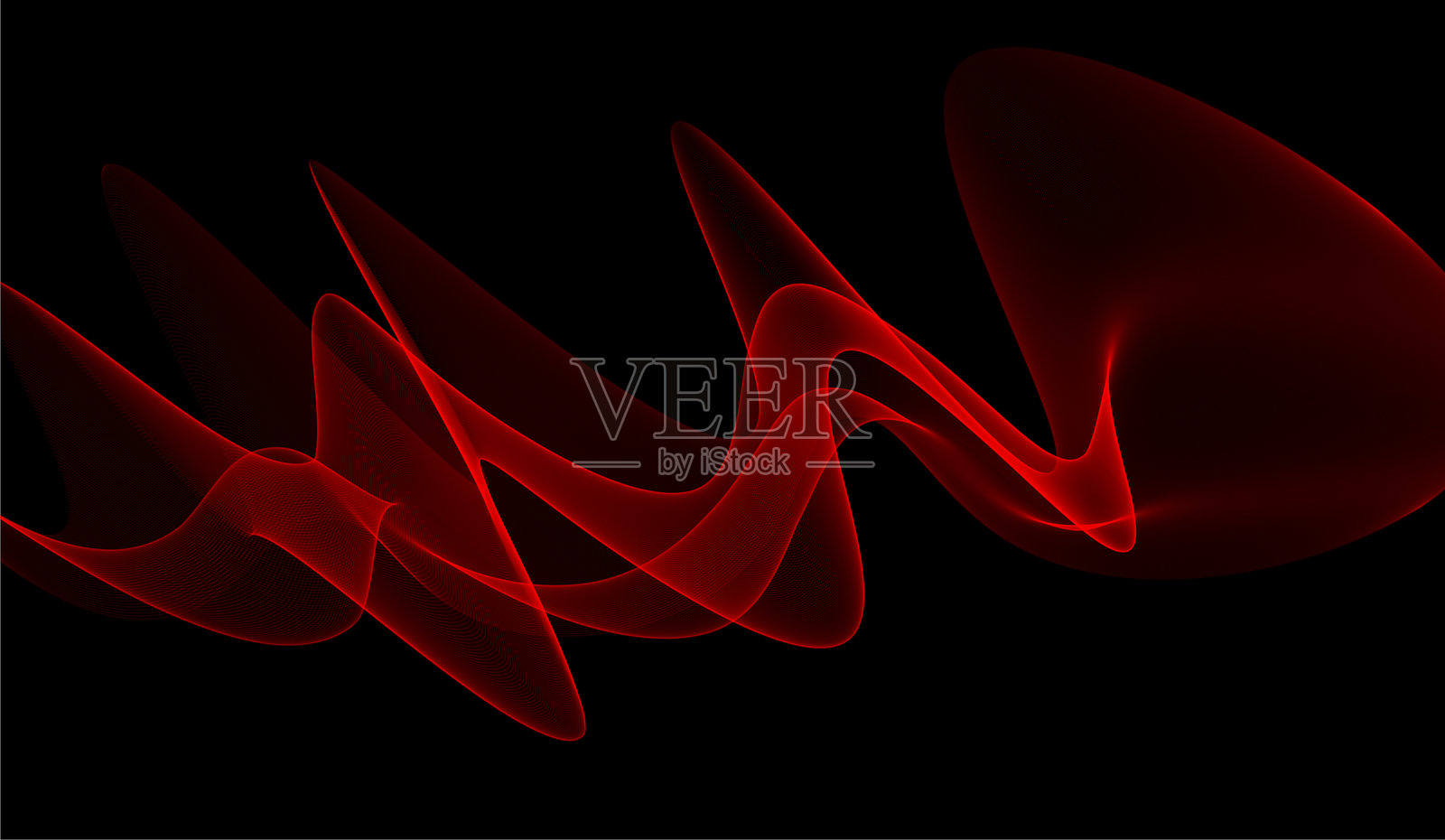 红色透明烟雾波浪抽象背景矢量图。流动的曲线创造出一种现代、空灵的设计,非常适合数字艺术、海报、壁纸和创意项目。插画图片素材