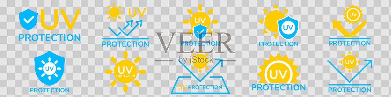 紫外线防护图标集插画图片素材