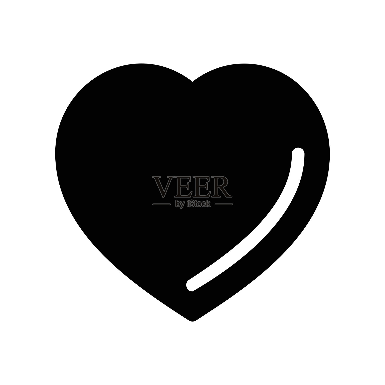 简单的实心黑色心形图标,象征着爱、情感或收藏状态的选择插画图片素材