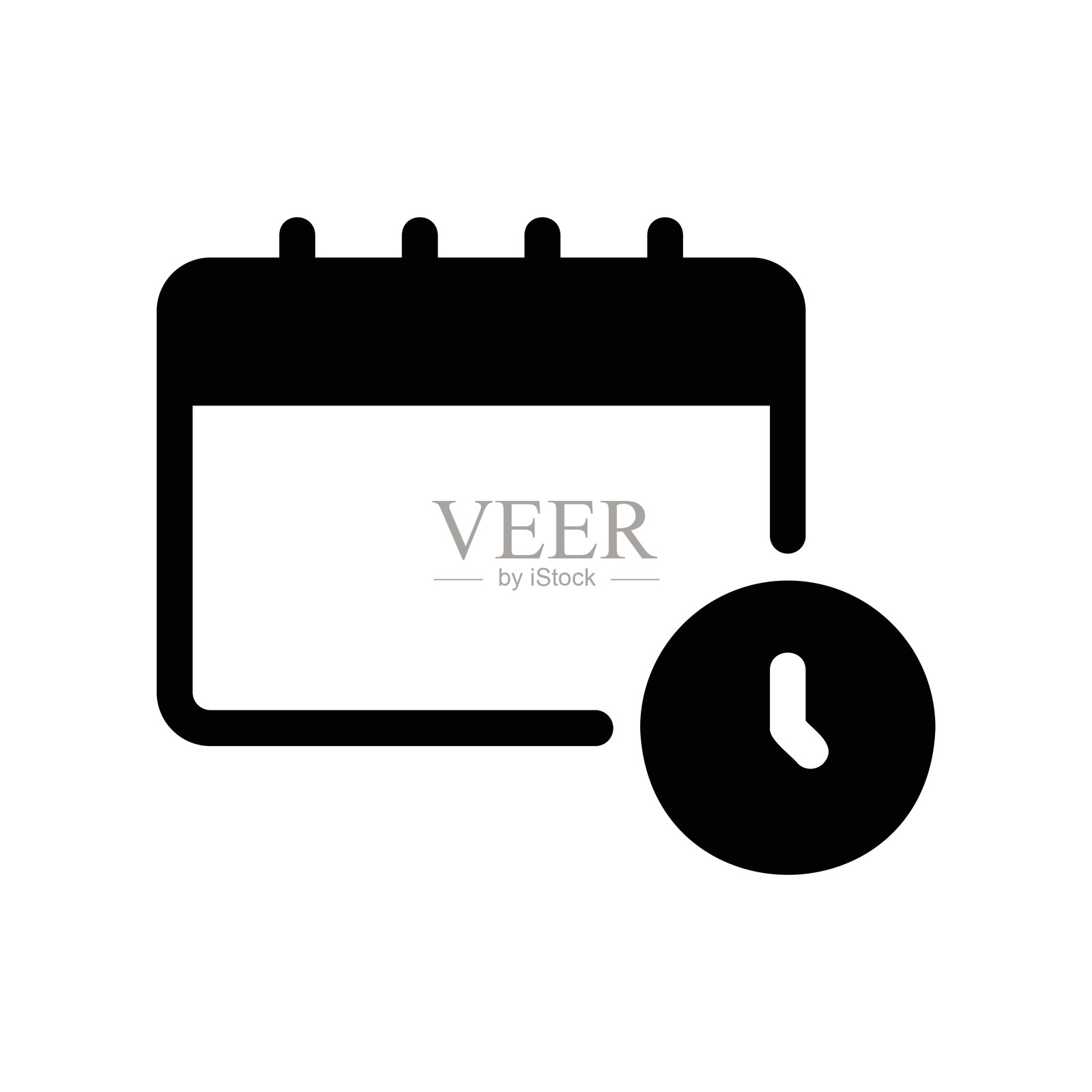 日历页面图标与时钟符号结合,代表安排事件插画图片素材