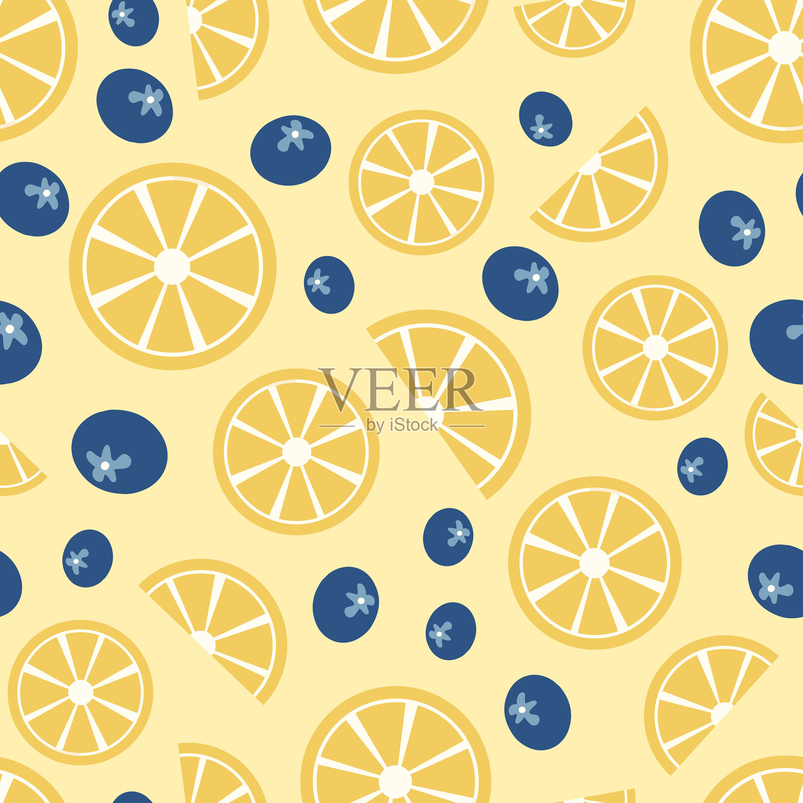 柠檬蓝莓美味佳品插画图片素材