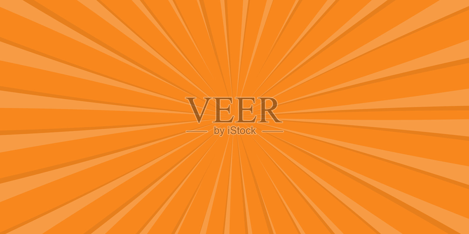 带有橙色放射状光线的卡通漫画模板。插画图片素材