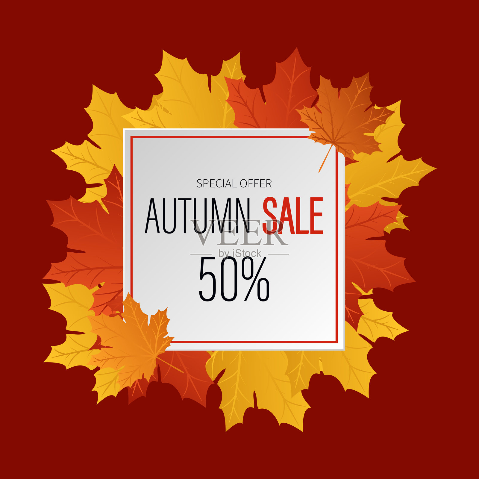 秋季促销。带有秋叶的广告横幅。插画图片素材