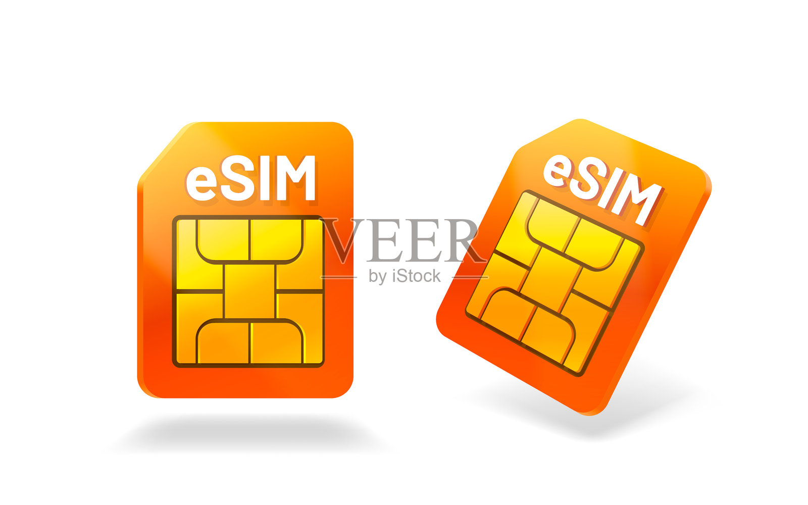 E-SIM芯片横幅,移动通信与运营商。矢量插图插画图片素材