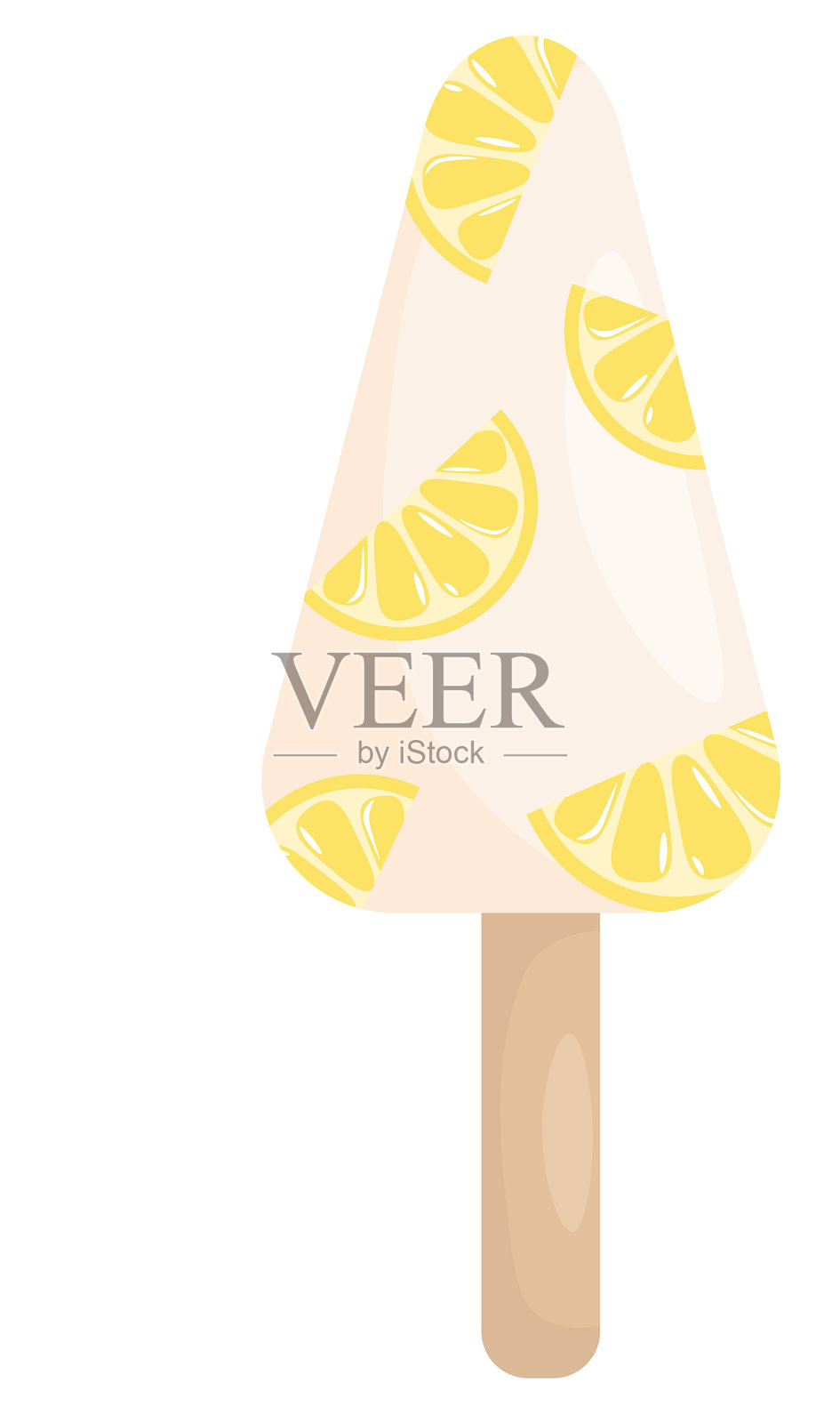 冰淇淋。一组柑橘类水果:青柠、西瓜、橙子和柠檬,切成圆形。白色背景上的矢量插图。插画图片素材