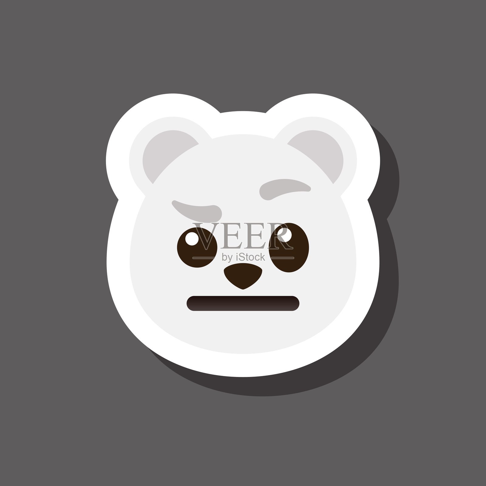 怀疑的北极熊表情符号贴纸插画图片素材