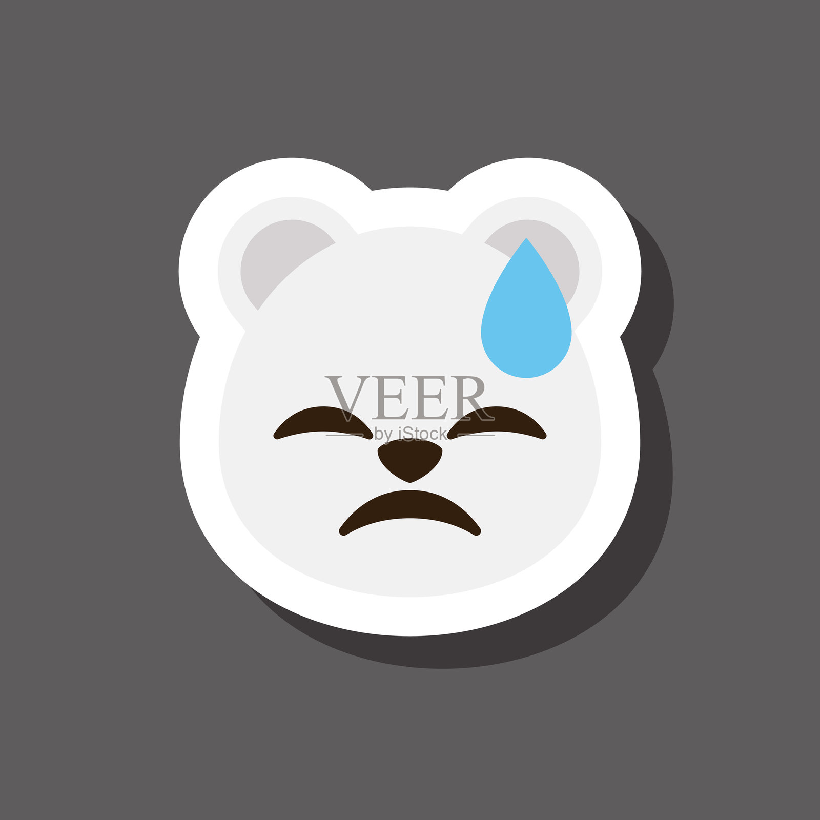 紧张的北极熊表情符号贴纸插画图片素材