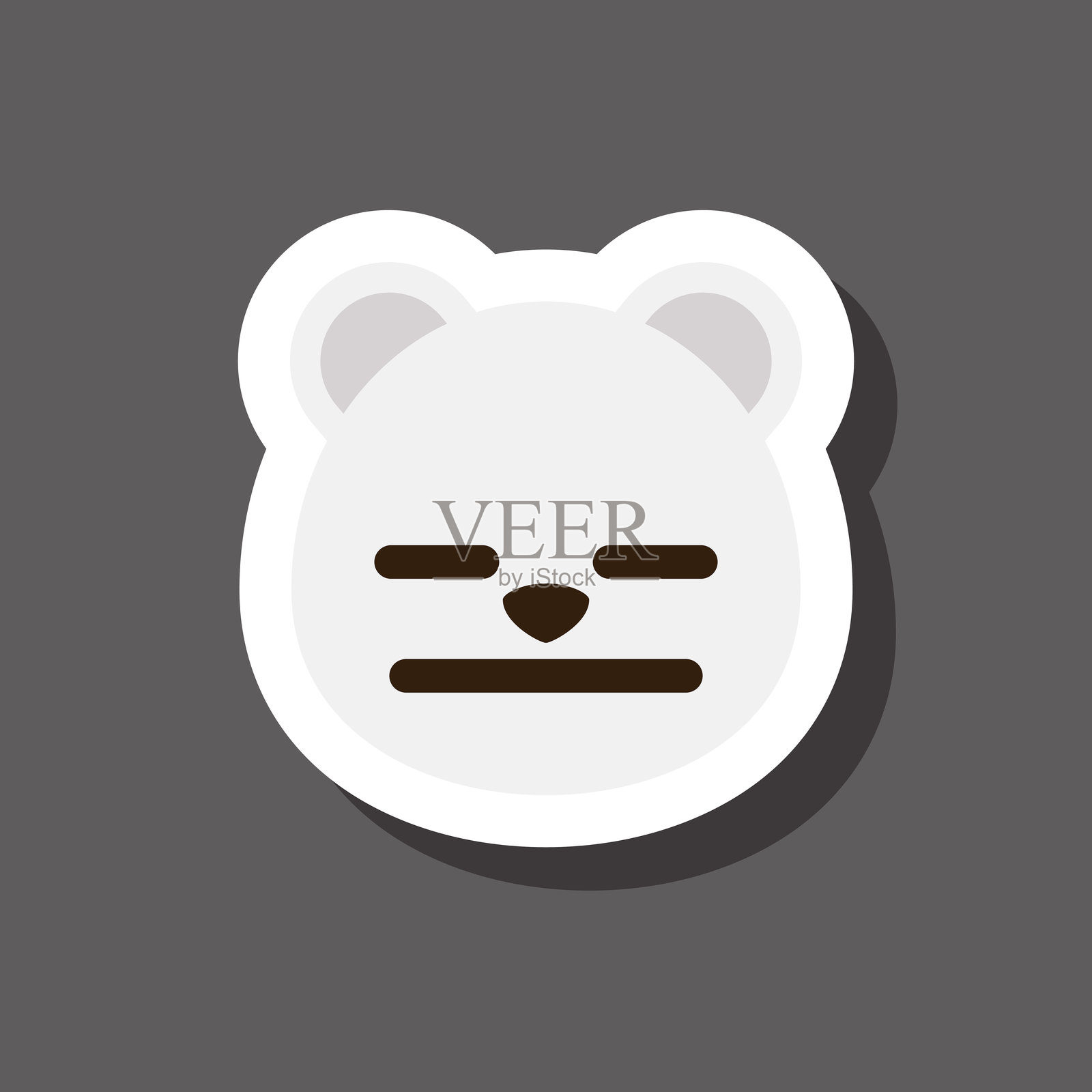 空白表情北极熊表情符号贴纸插画图片素材