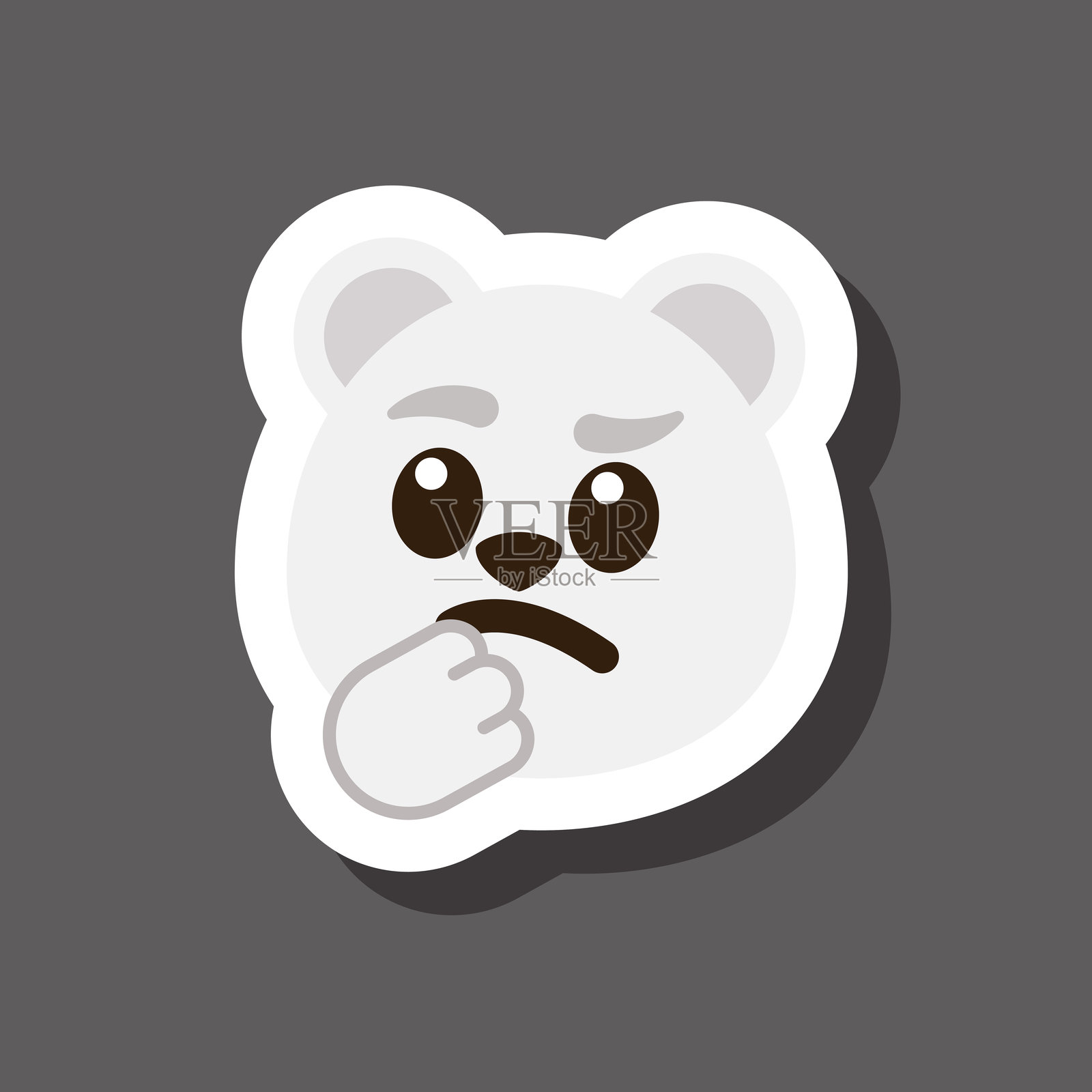 思考中的北极熊表情贴纸插画图片素材
