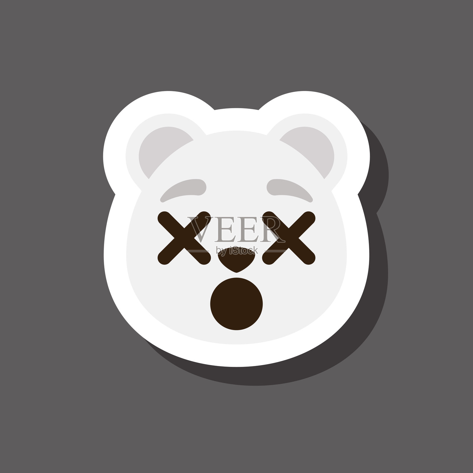 X眼极地熊表情贴纸插画图片素材