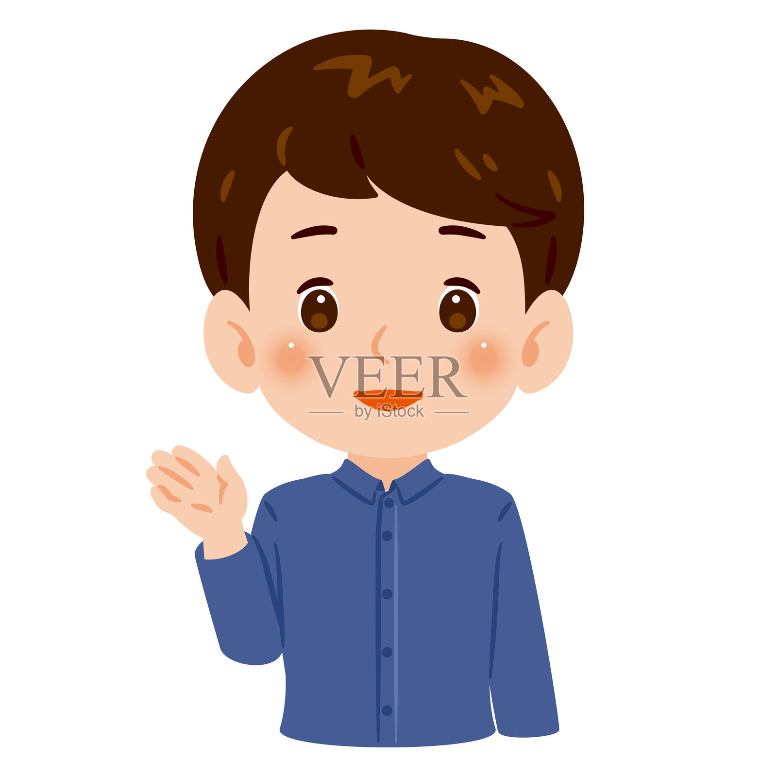 一幅男人上半身指路的插图插画图片素材