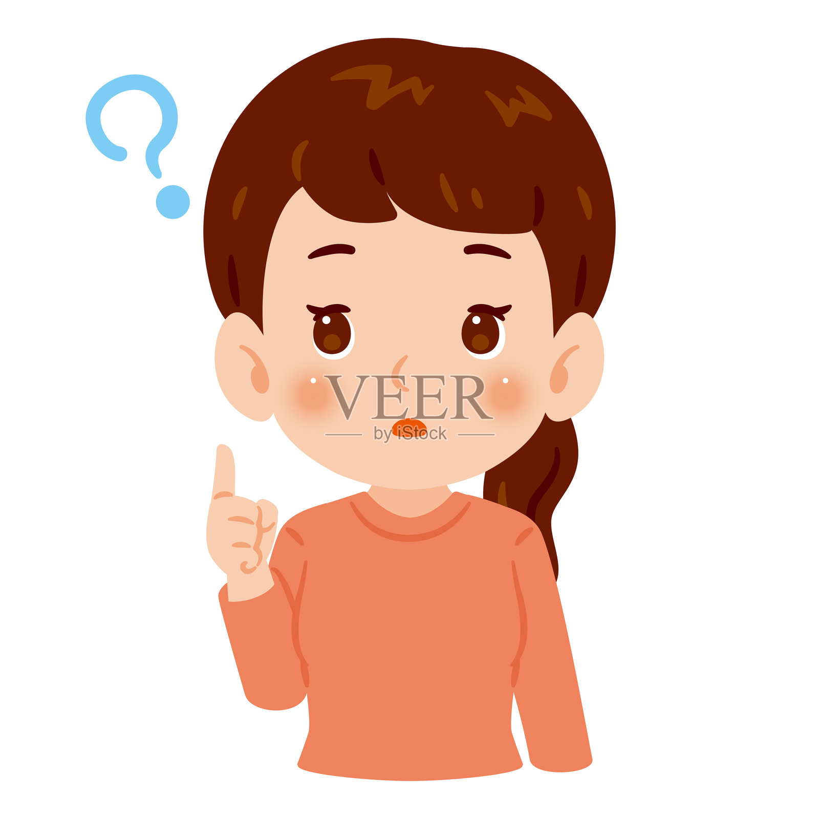 一幅疑惑女性上半身的插图插画图片素材