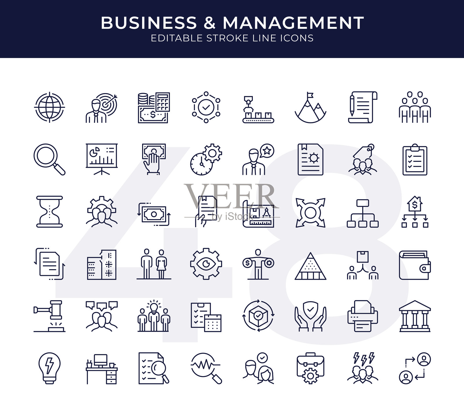 商业与管理线条图标插画图片素材