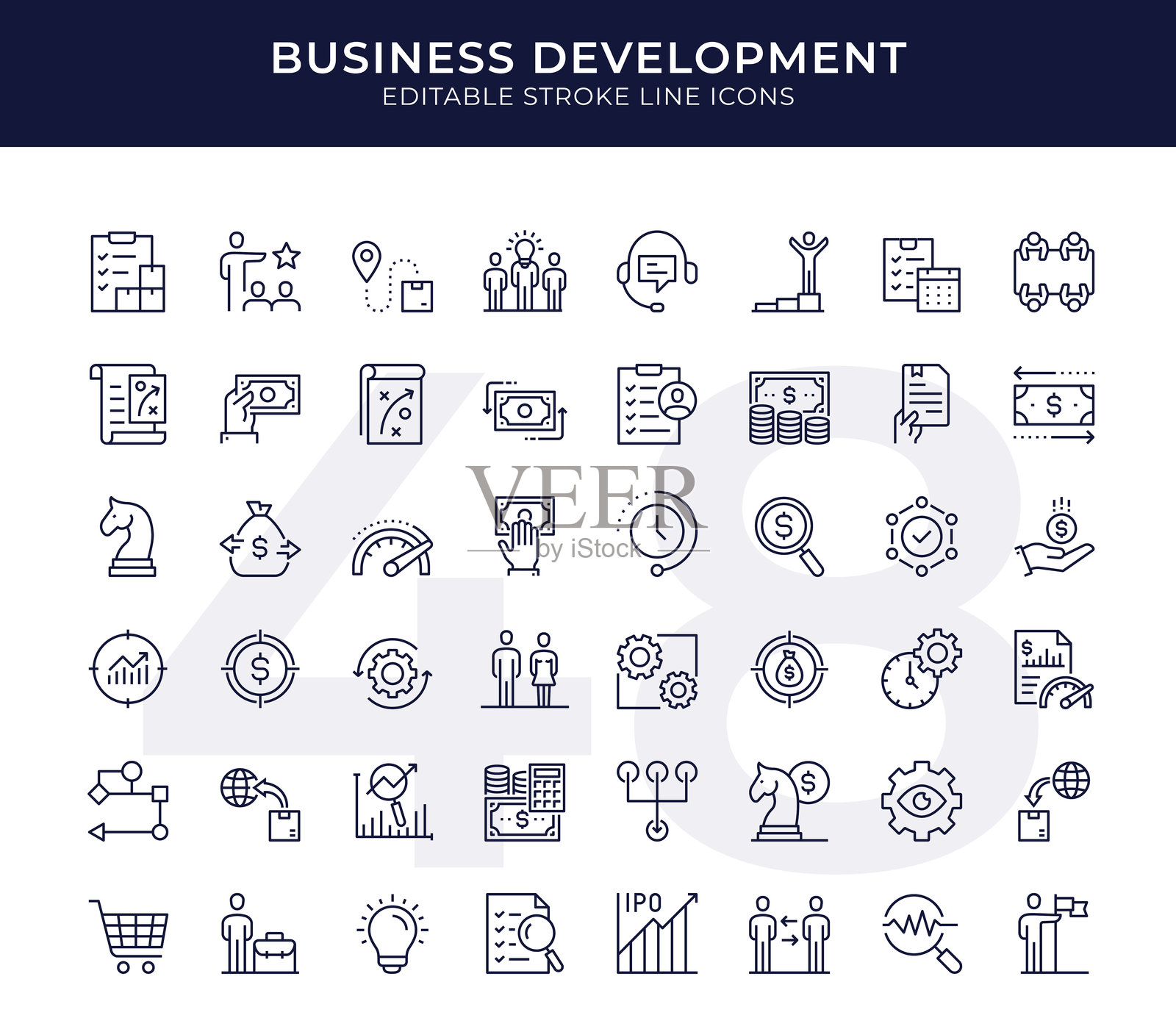 商业发展线条图标插画图片素材