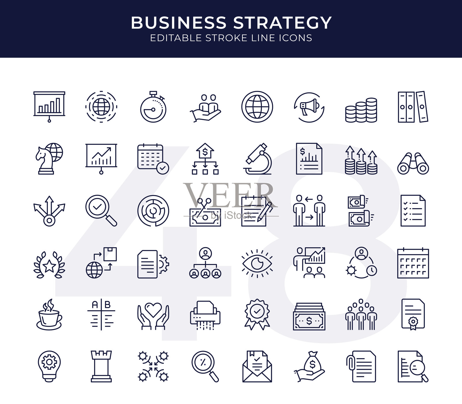 商业战略线条图标插画图片素材