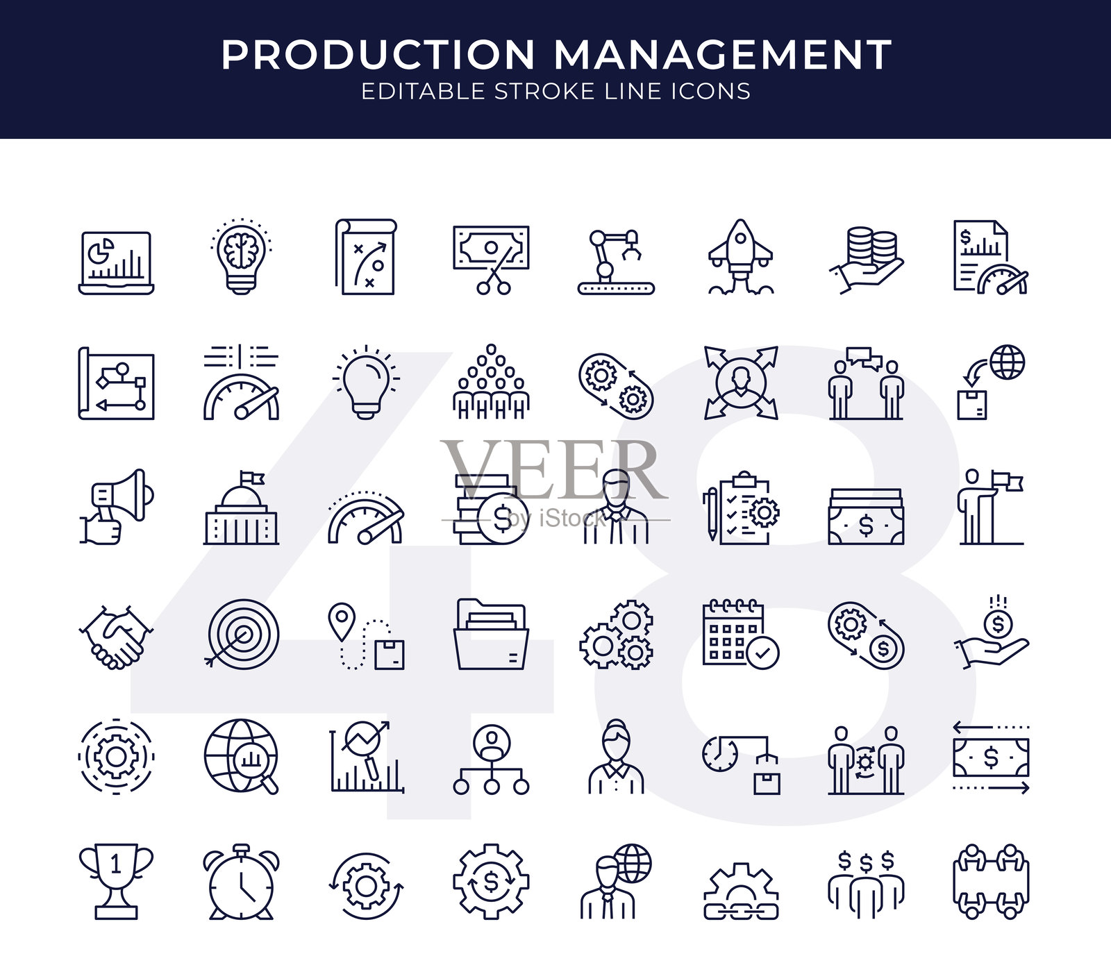 生产管理线条图标插画图片素材