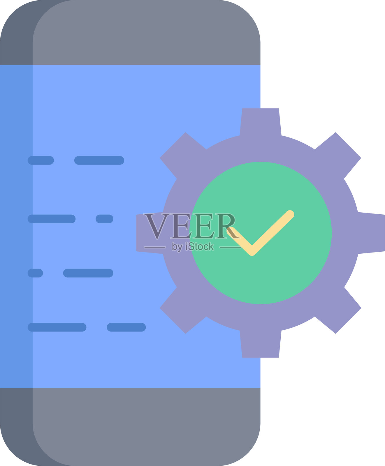 智能手机设置扁平图标设计插画图片素材