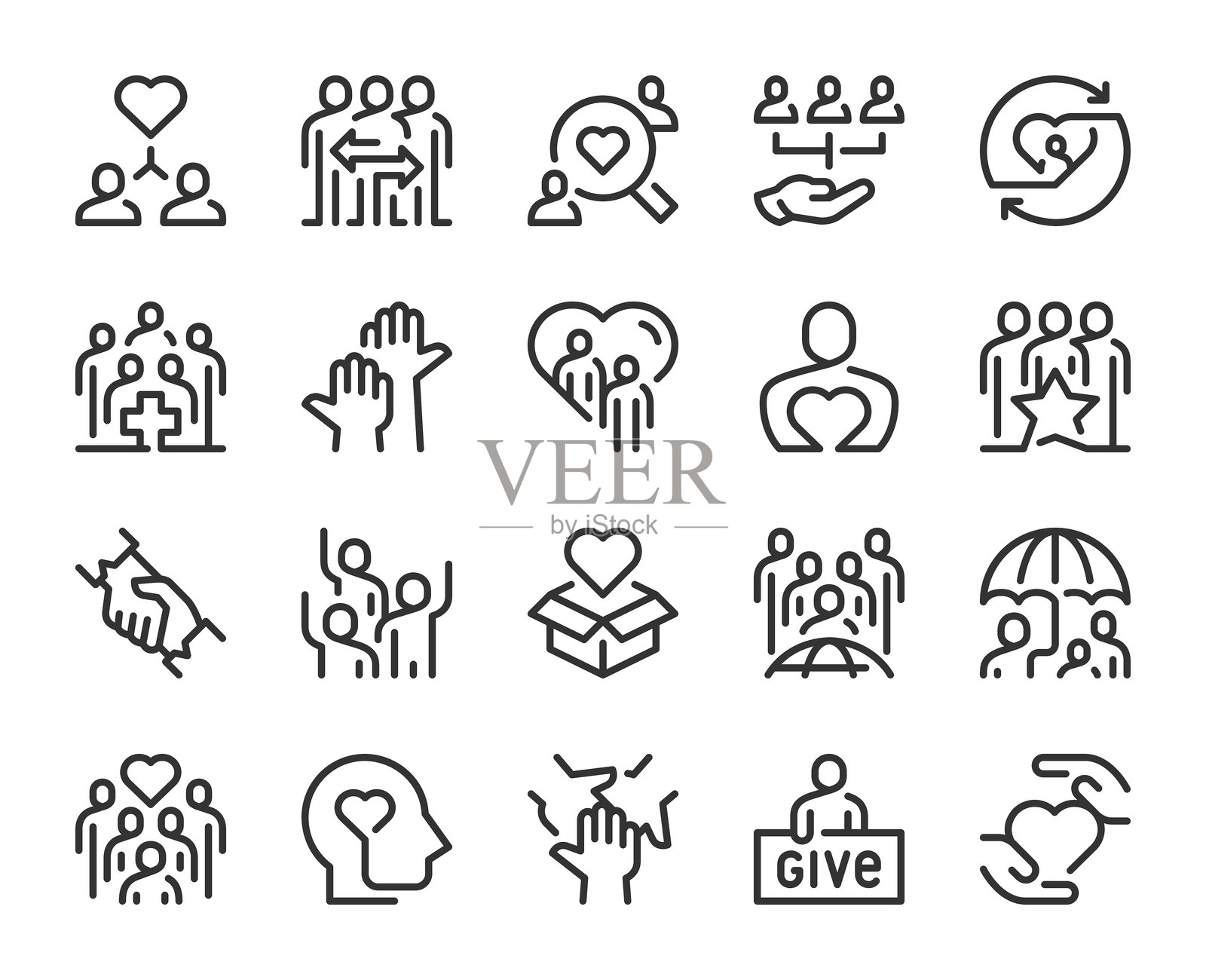 志愿者 - 线条图标插画图片素材