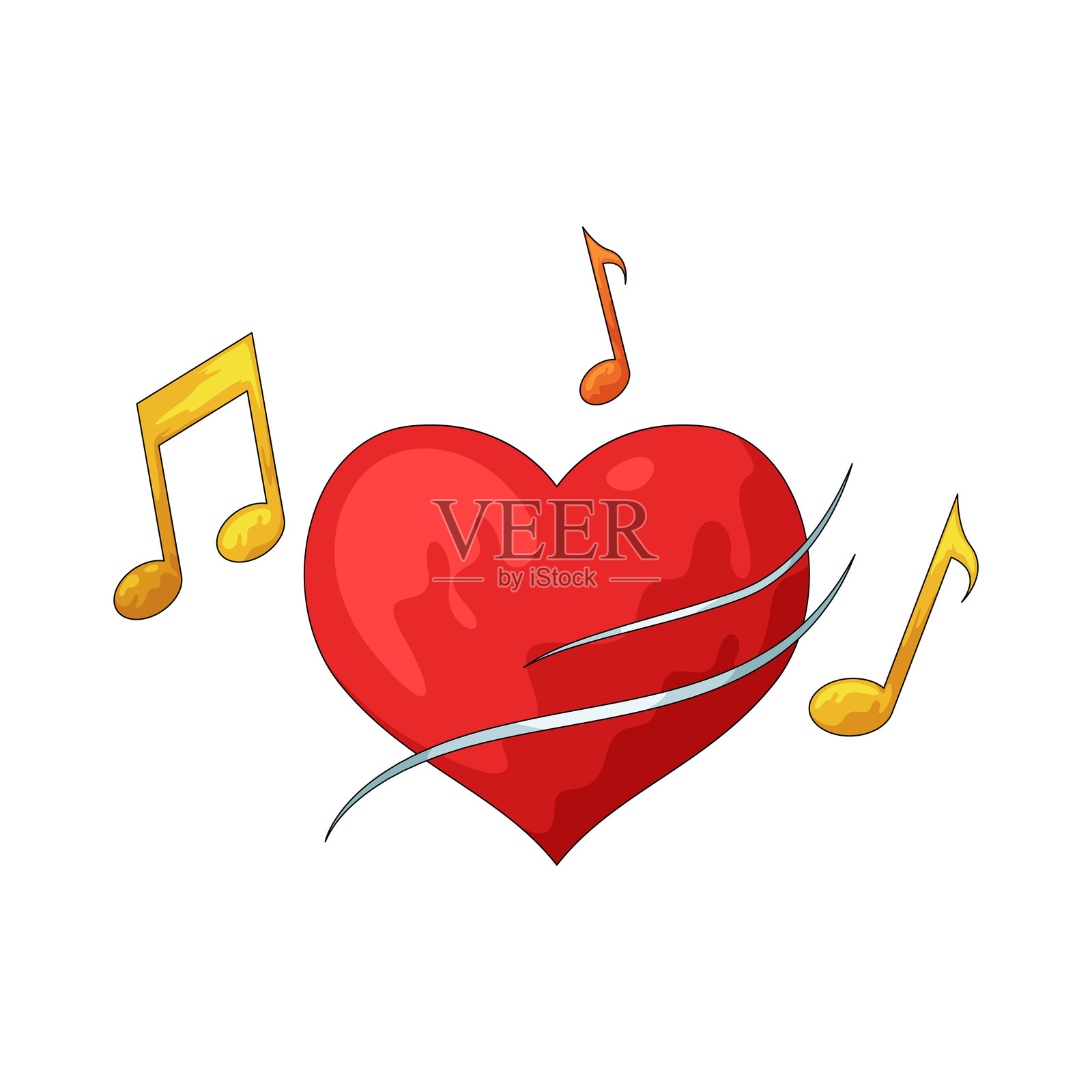 音乐心脏插画图片素材