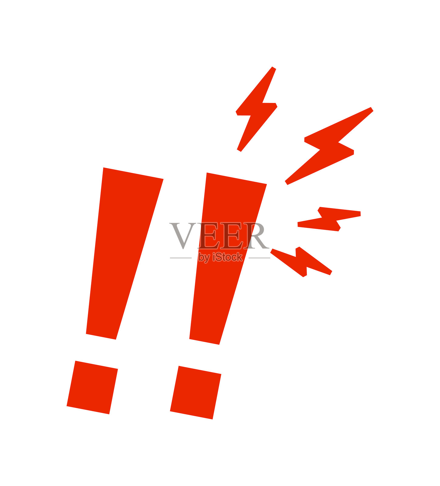 白色背景上的红色感叹号和箭头插画图片素材