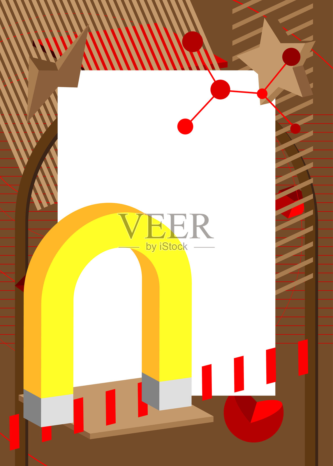 磁铁几何图形复古主题背景。最小几何元素。复古抽象形状矢量插图。插画图片素材