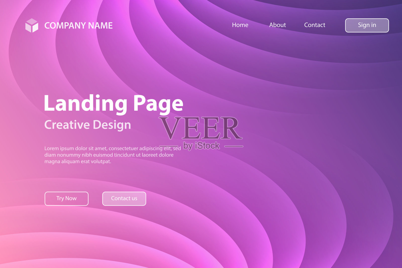 着陆页模板 - 时尚几何设计 - 紫色抽象背景插画图片素材