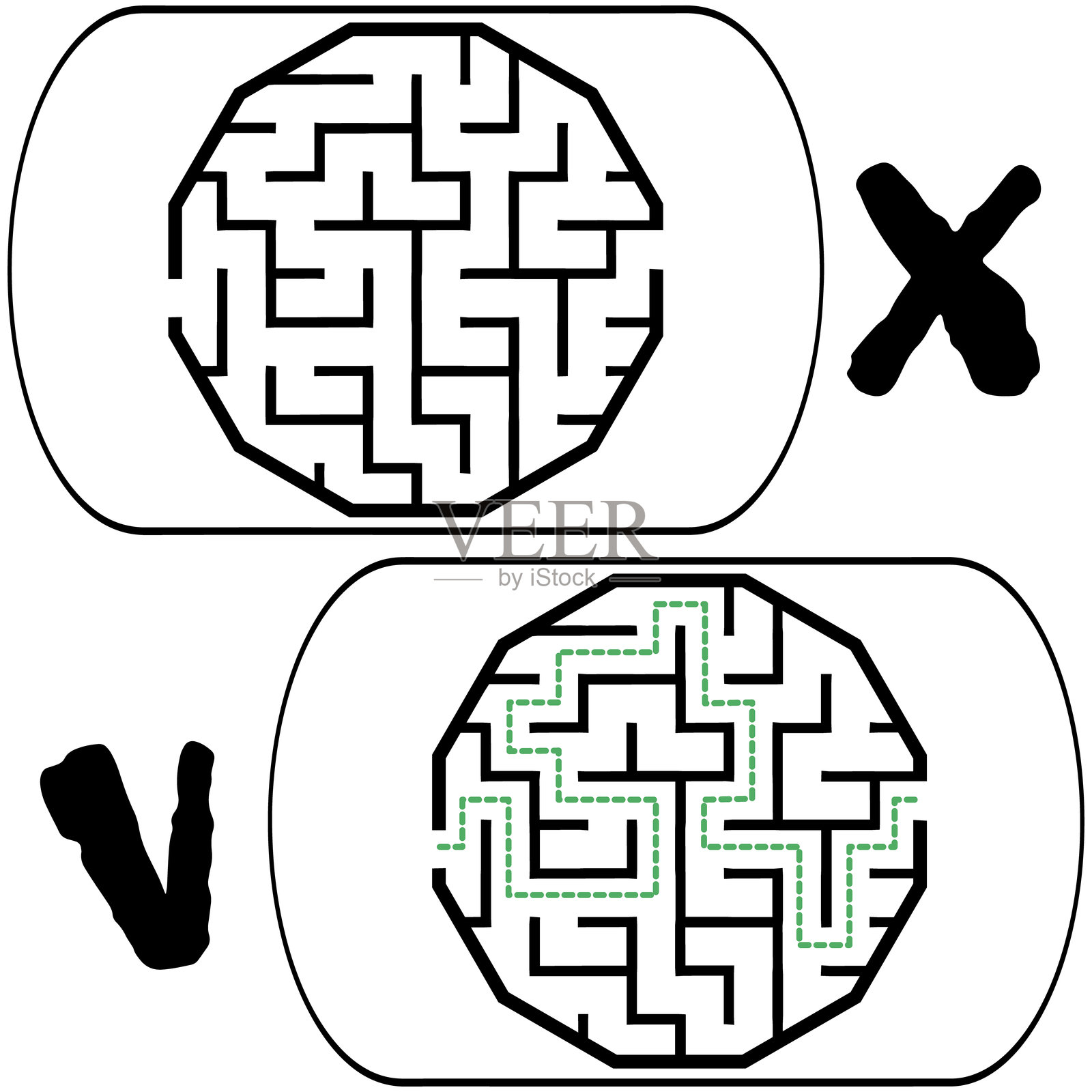 迷宫中的错误与正确插画图片素材