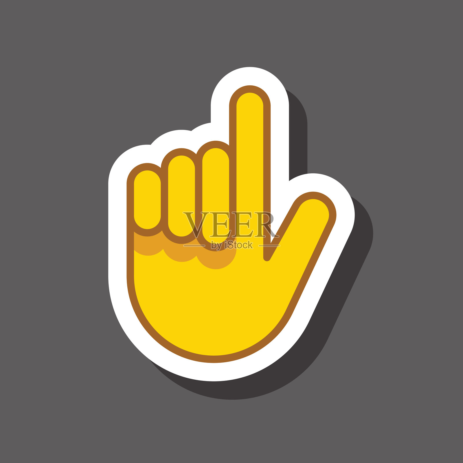 指向上方的手部表情贴纸插画图片素材