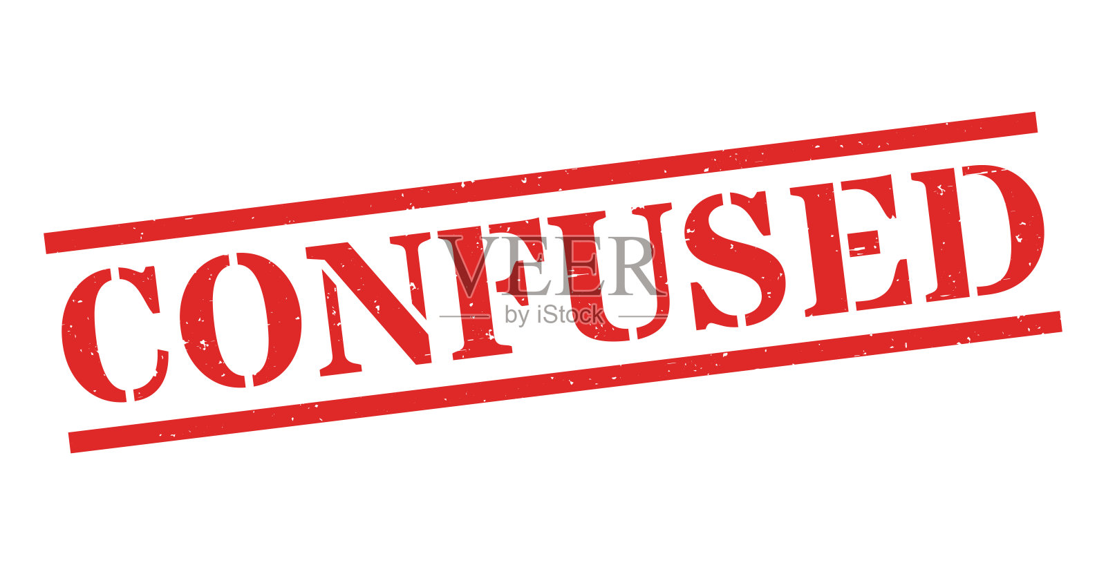 困惑 - 红色橡胶印章在空白背景上插画图片素材