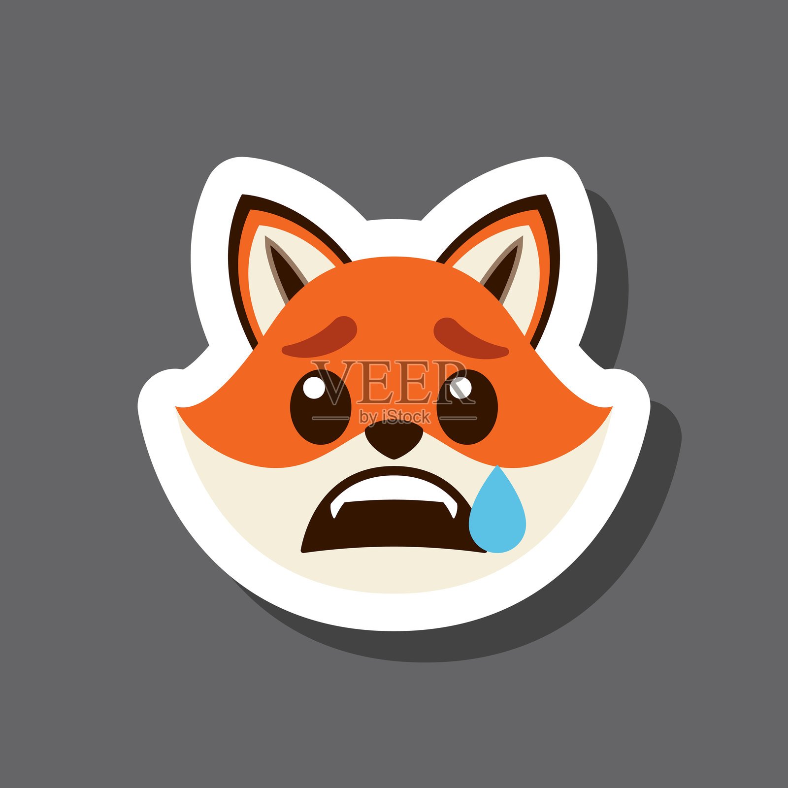 恳求的狐狸表情贴纸插画图片素材