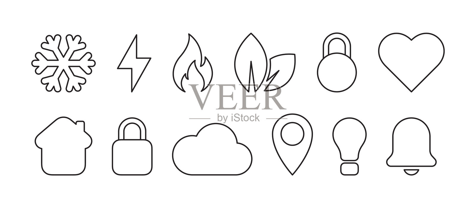 线性应用图标集。网页图标集插画图片素材