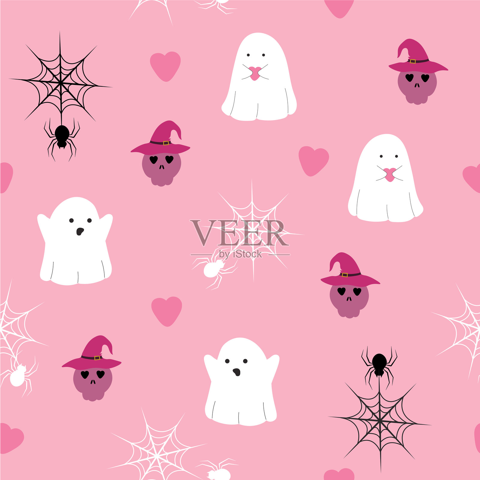 可爱的万圣节无缝图案插画图片素材