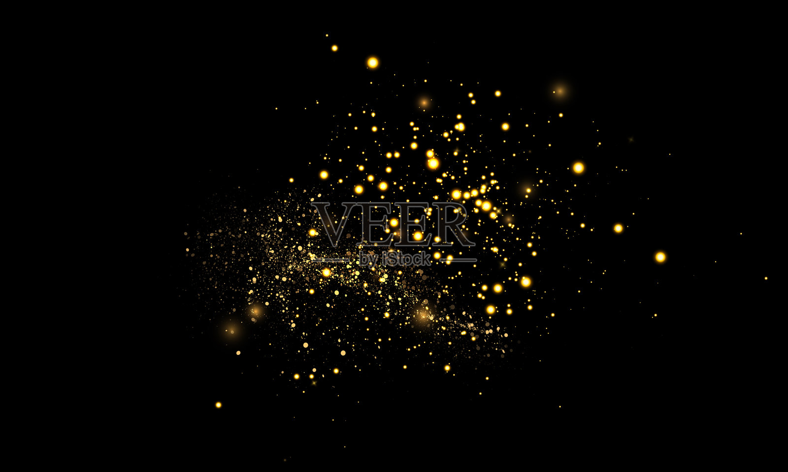 抽象的金色闪光粒子,散发着辉煌的光辉和明亮的节日闪烁颗粒,适用于现代装饰设计。插画图片素材