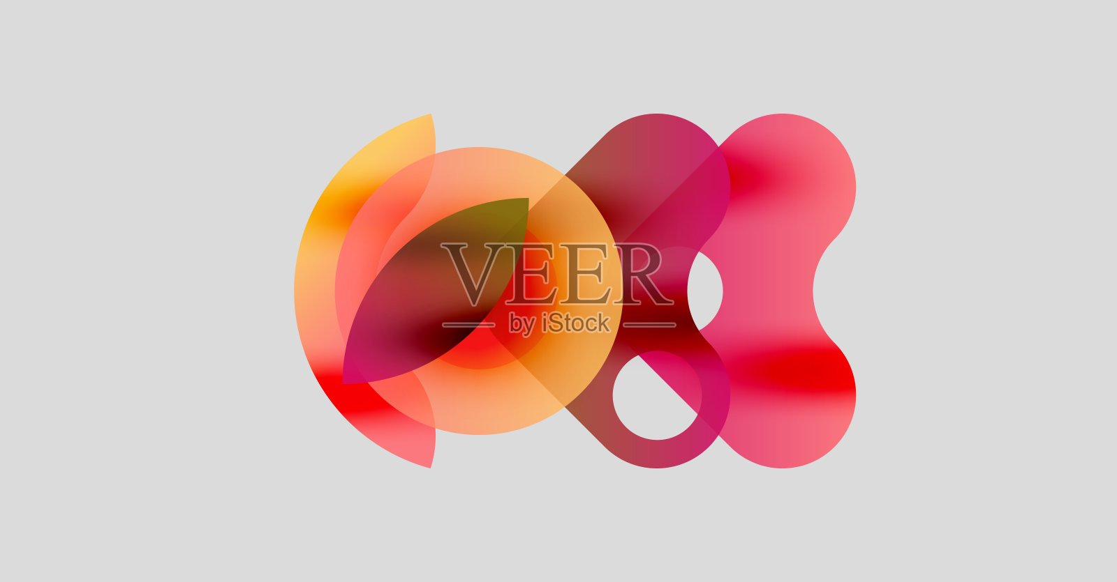 抽象形状重叠,形成生动的色彩混合。柔和的渐变暗示着流动性、温暖和现代设计美学。插画图片素材