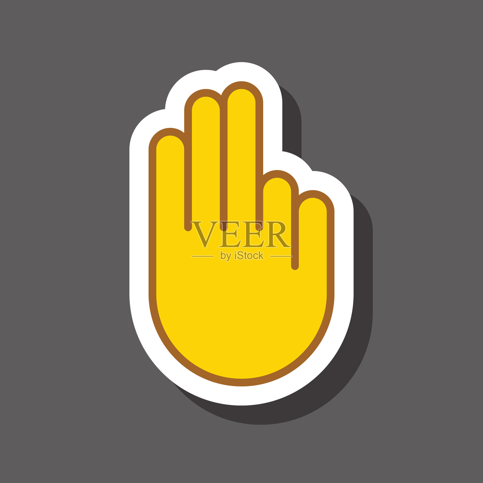 三根手指的表情符号贴纸插画图片素材