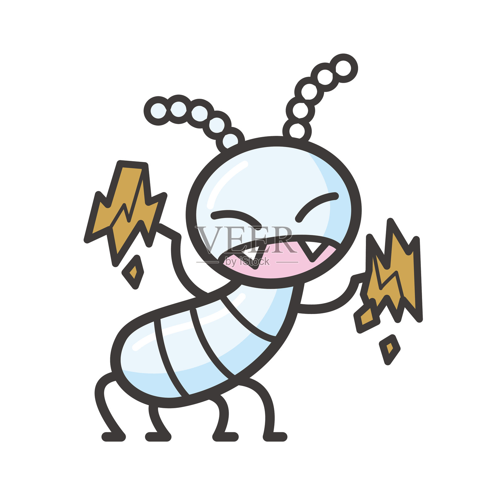 可爱的白蚁角色吃木头的矢量插图插画图片素材