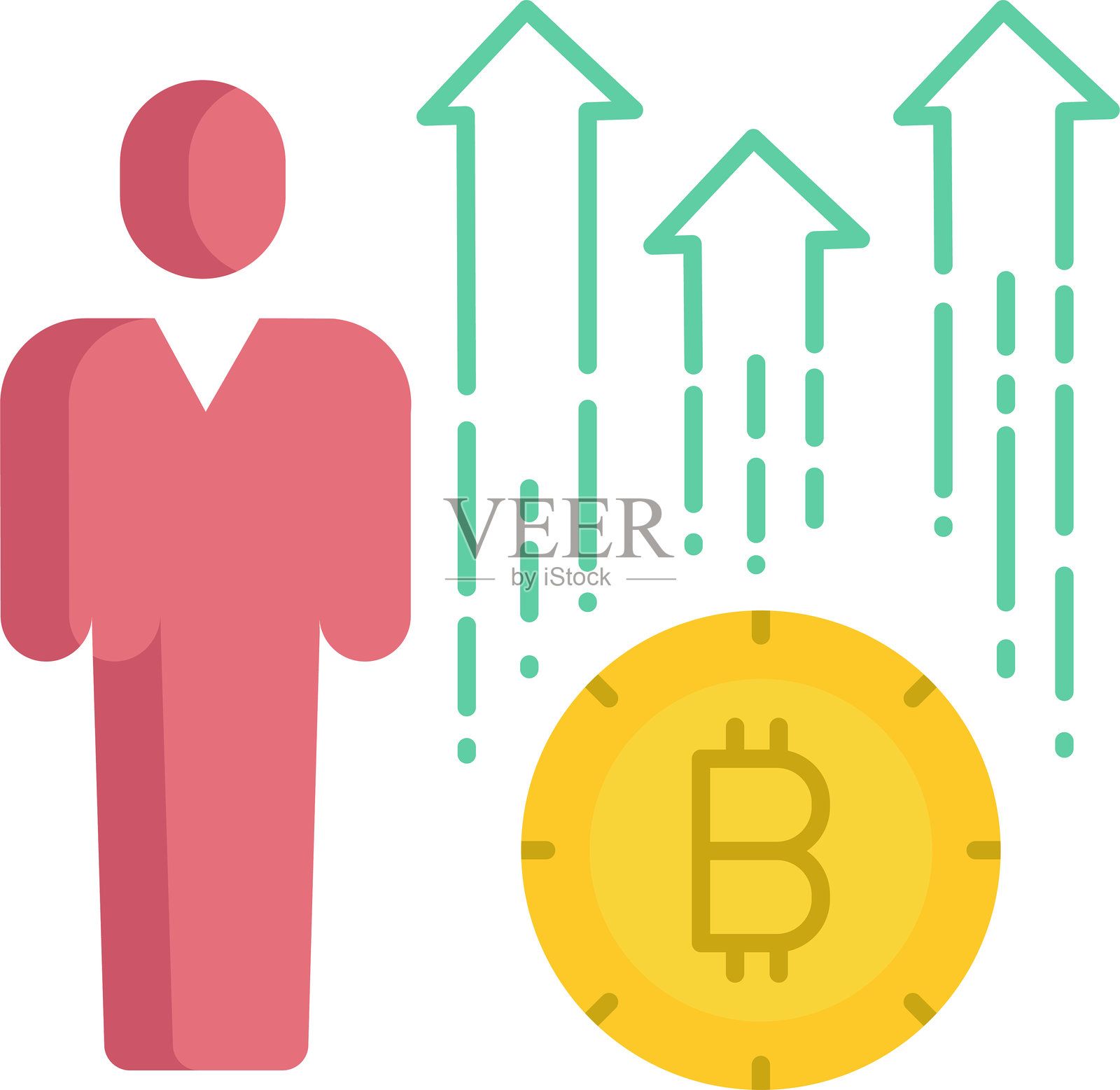 比特币增长用户扁平图标设计插画图片素材