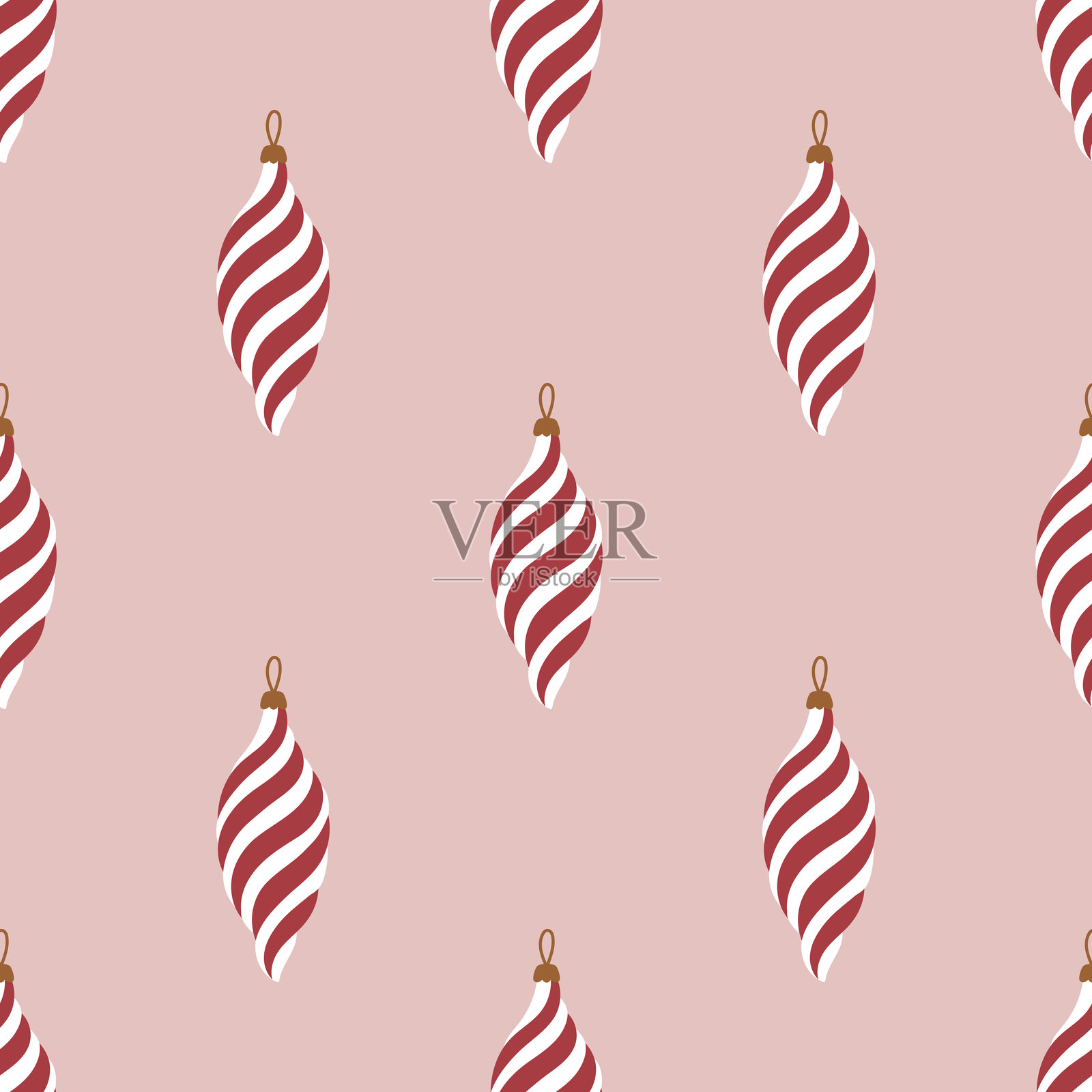 粉色背景上的无缝条纹球饰图案插画图片素材