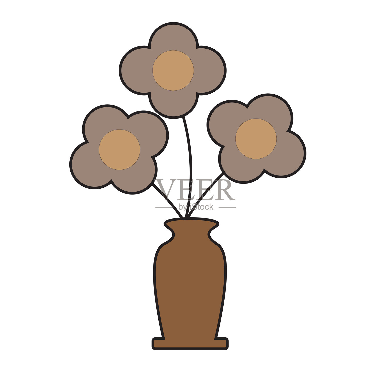 花瓶图标,家居装饰配件插画图片素材