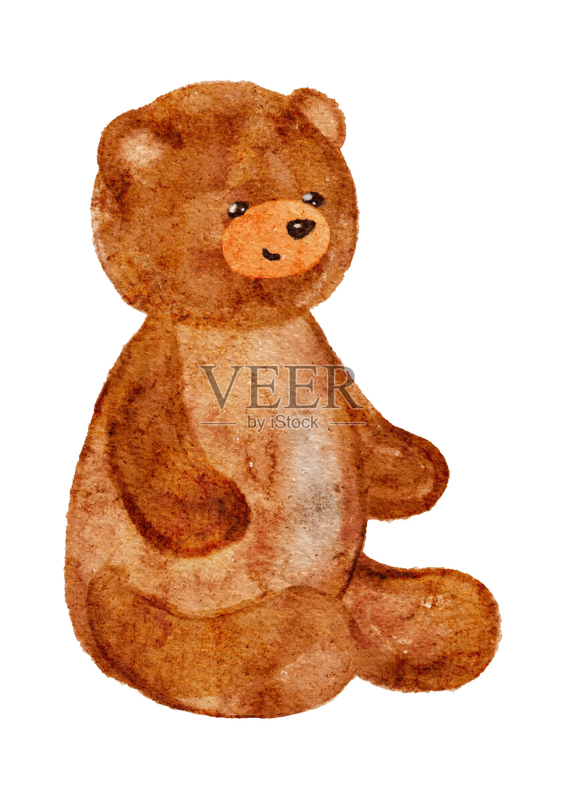 水彩画可爱的棕色熊动物插画图片素材