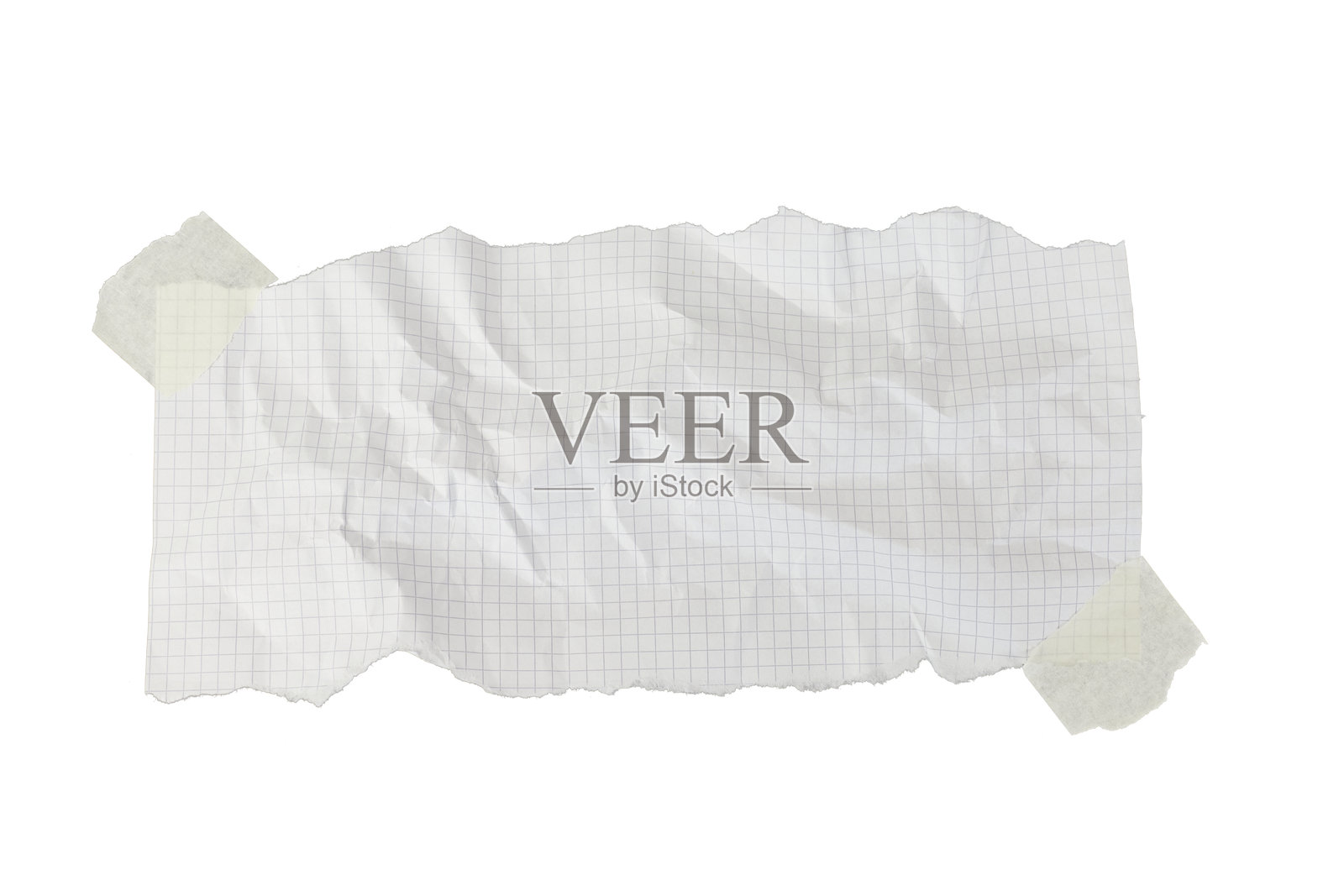 白色背景上孤立的方形皱纸片照片摄影图片