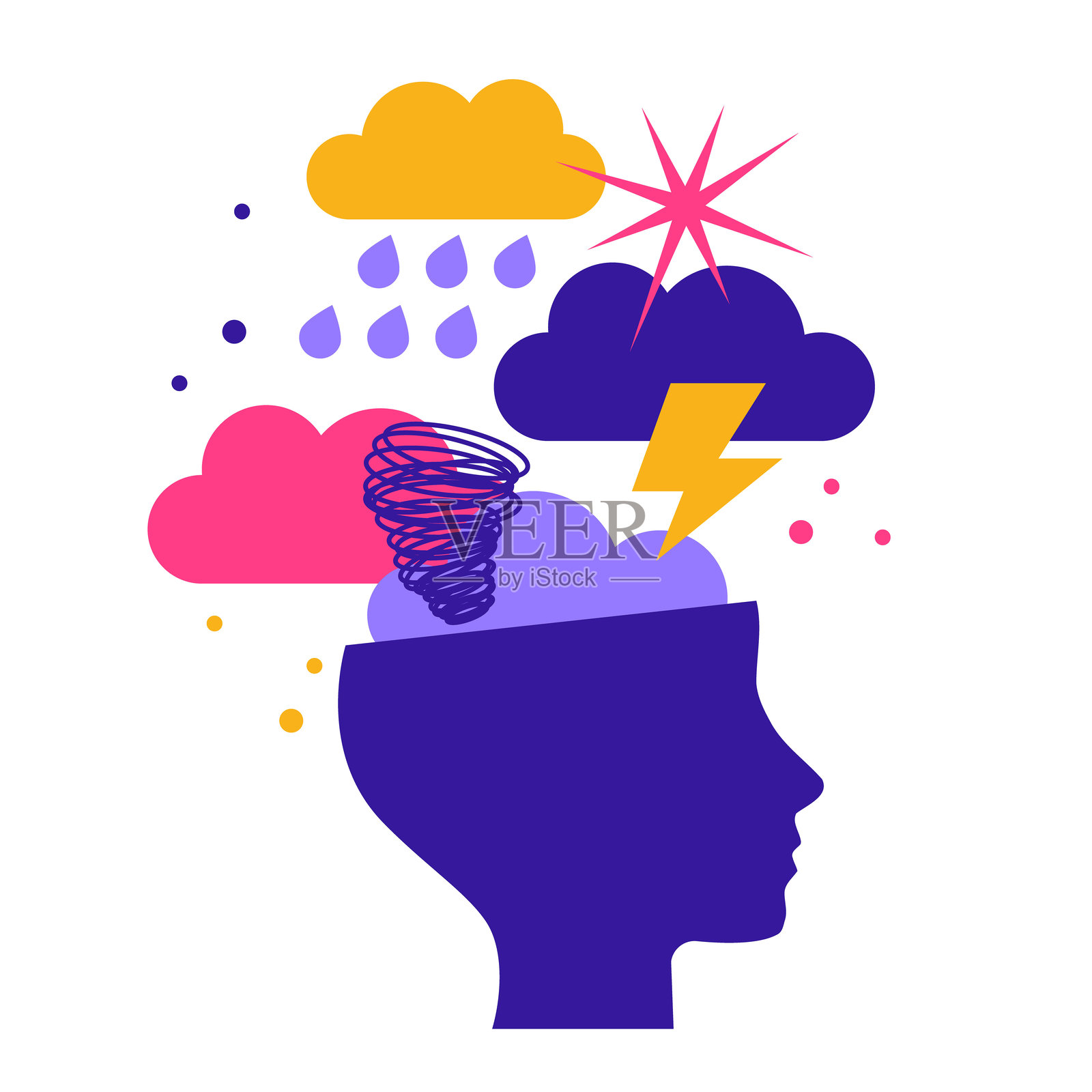 心理健康。抑郁 悲伤。抑郁概念。心理障碍,寻找答案,困惑插画图片素材