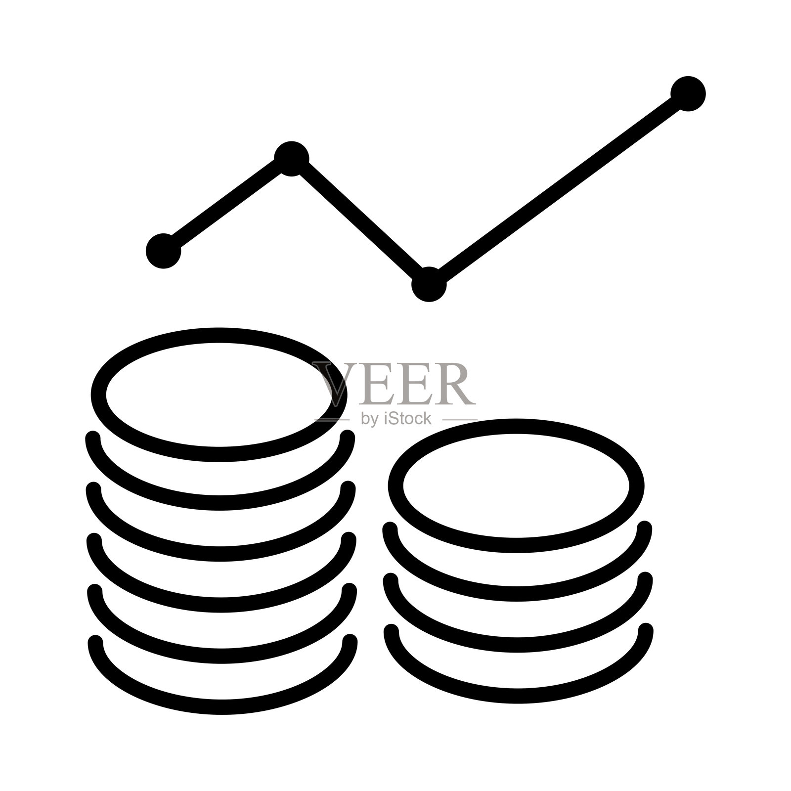 插图展示的财务增长图表和硬币象征着投资成功。传达财富积累、繁荣和积极回报,适用于您的下一个项目。插画图片素材