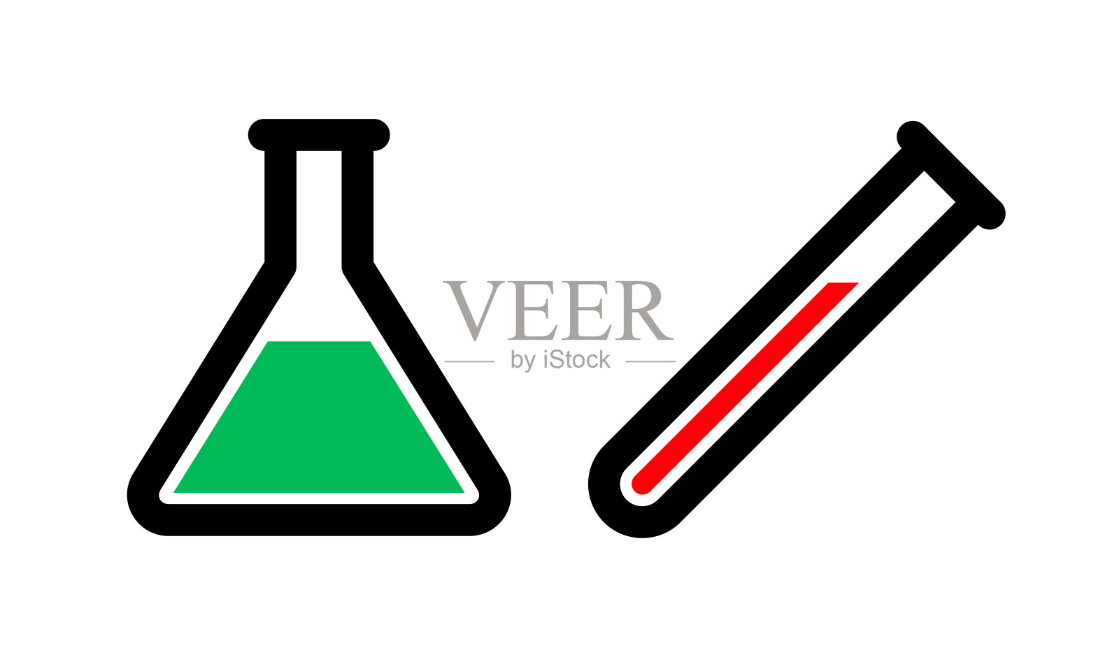 试管和烧瓶图标。化学或病毒的象征,实验室或生物学的标志。实验或经历的标识,混合或公式。插画图片素材