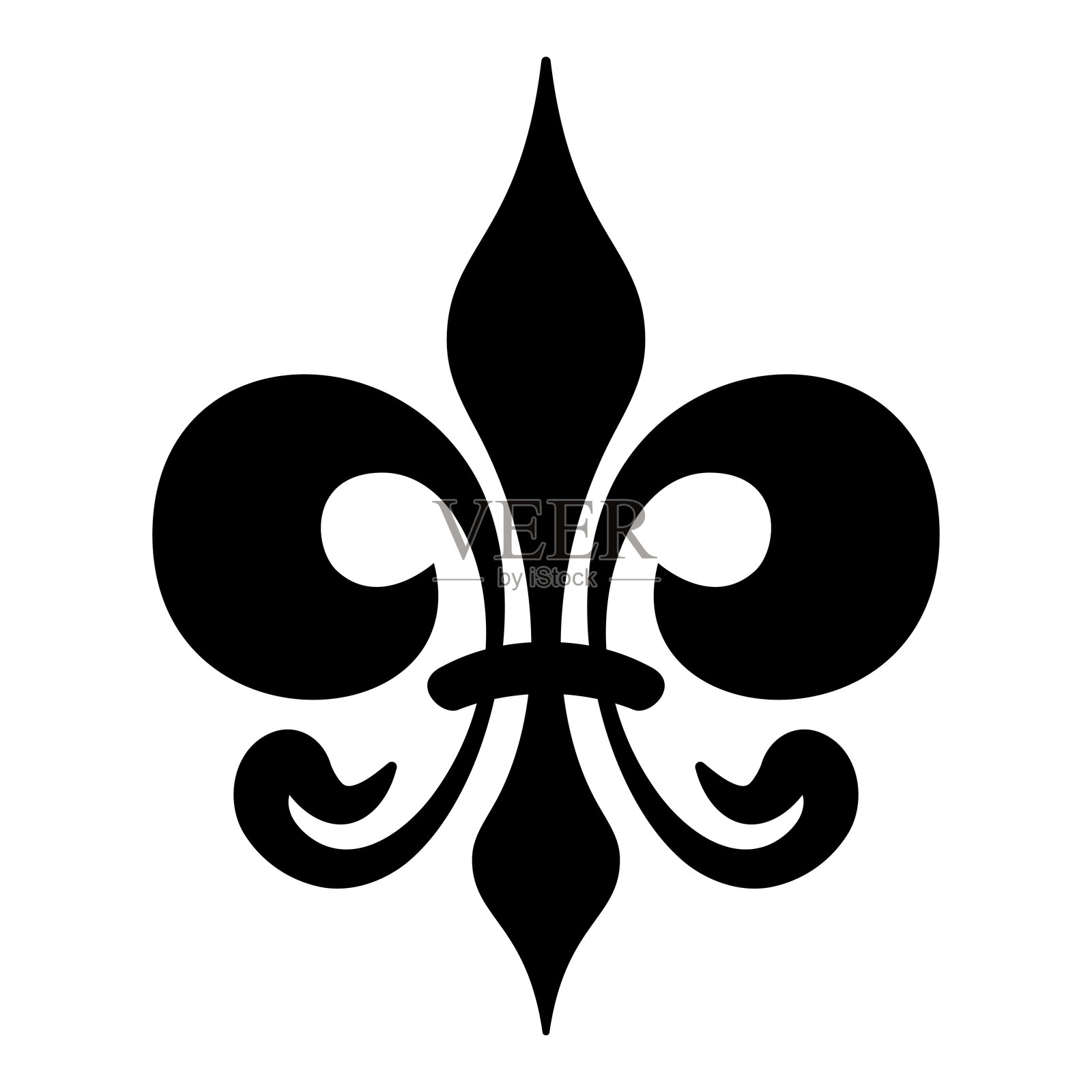 百合花,或称百合花符号,风格化的鸢尾花插画图片素材