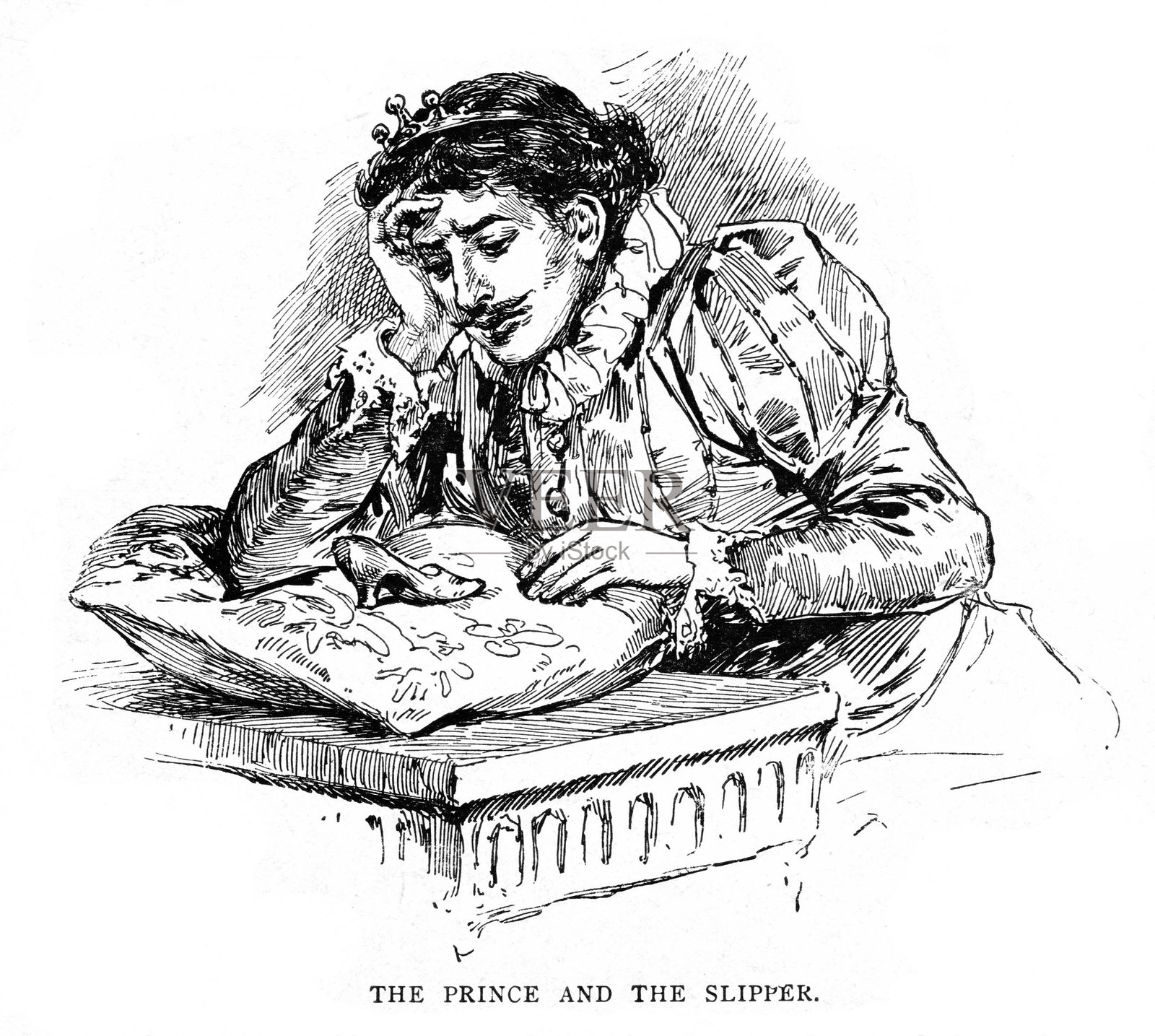 灰姑娘童话,王子与水晶鞋,20个系列中的第1个插画图片素材