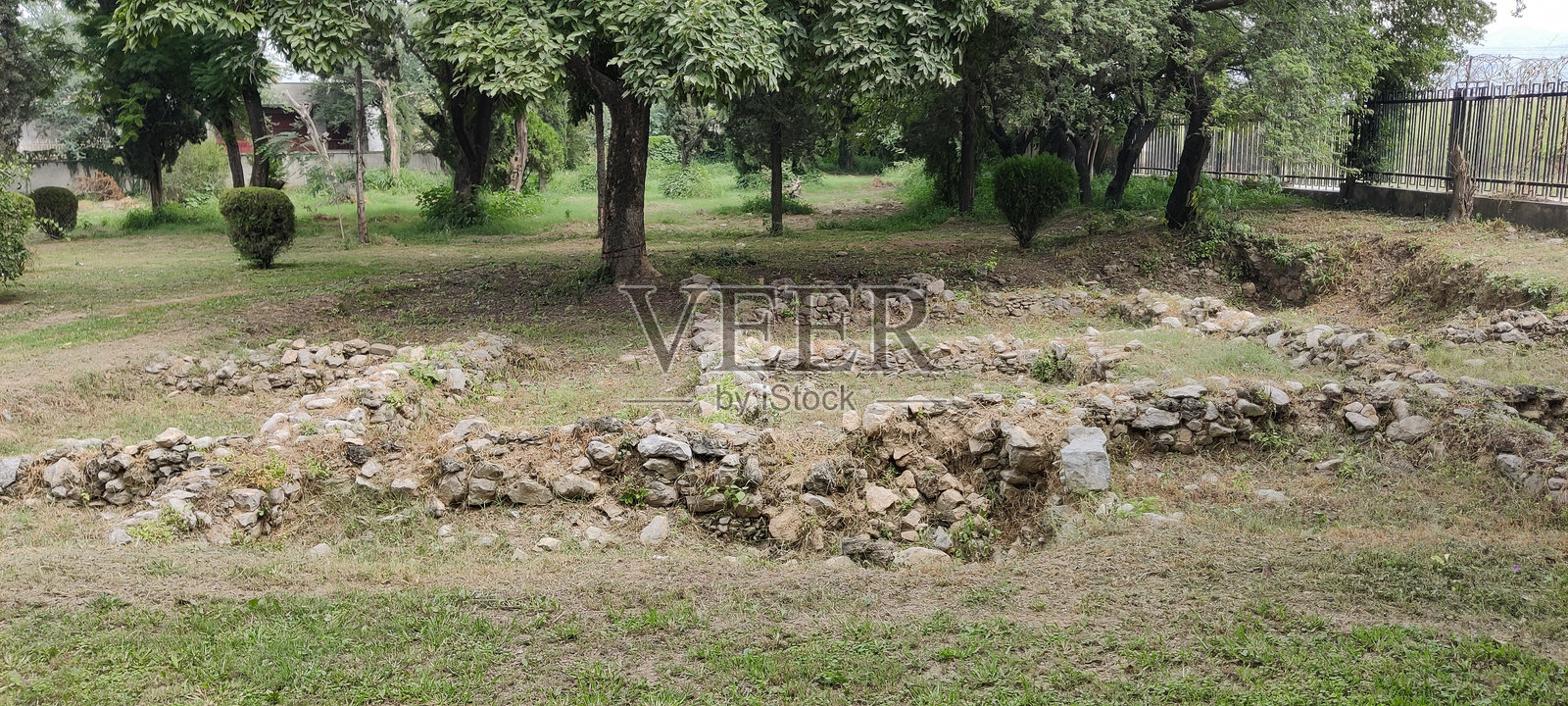 塔克西拉的Bhir土丘遗址发掘出摩耶王朝至贵霜王朝时期的佛教文物,展现了犍陀罗文化遗产。照片摄影图片