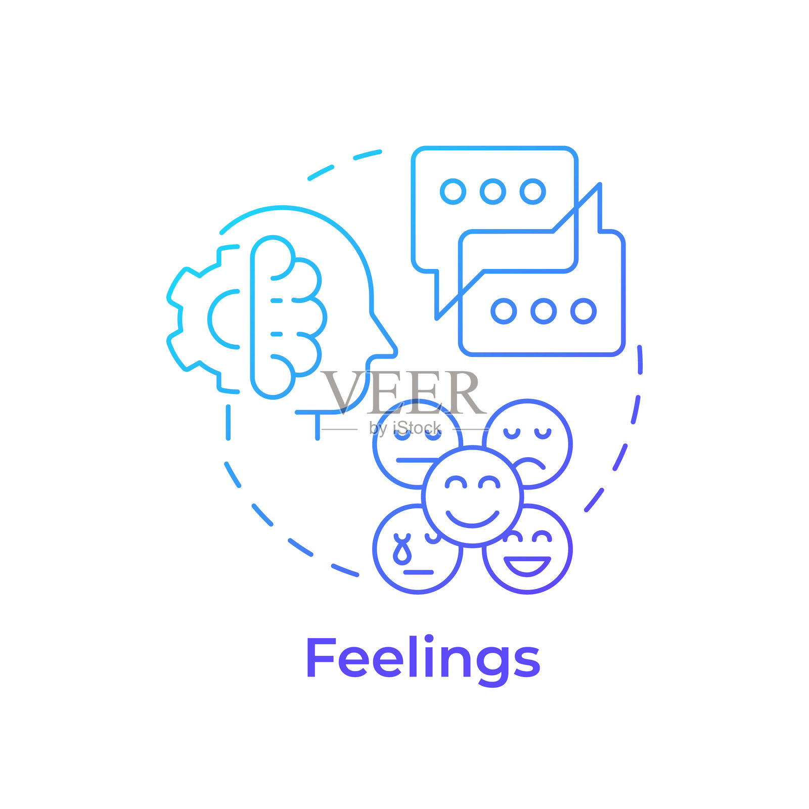 蓝色渐变情感概念图标插画图片素材