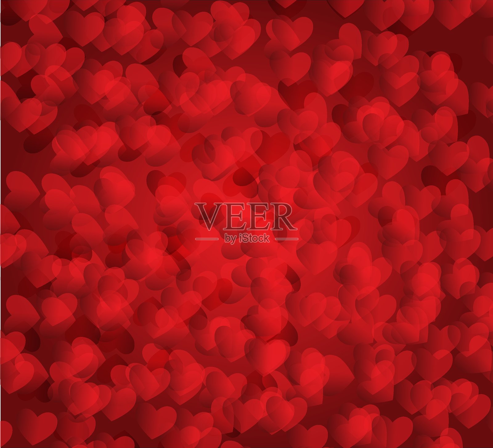 情人节快乐矢量字母设计。奢华红色背景上的红色心形图案。情人节背景。适用于贺卡、模板和包装的横幅。插画图片素材